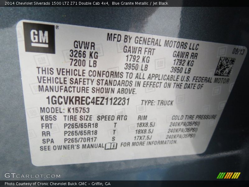 Blue Granite Metallic / Jet Black 2014 Chevrolet Silverado 1500 LTZ Z71 Double Cab 4x4