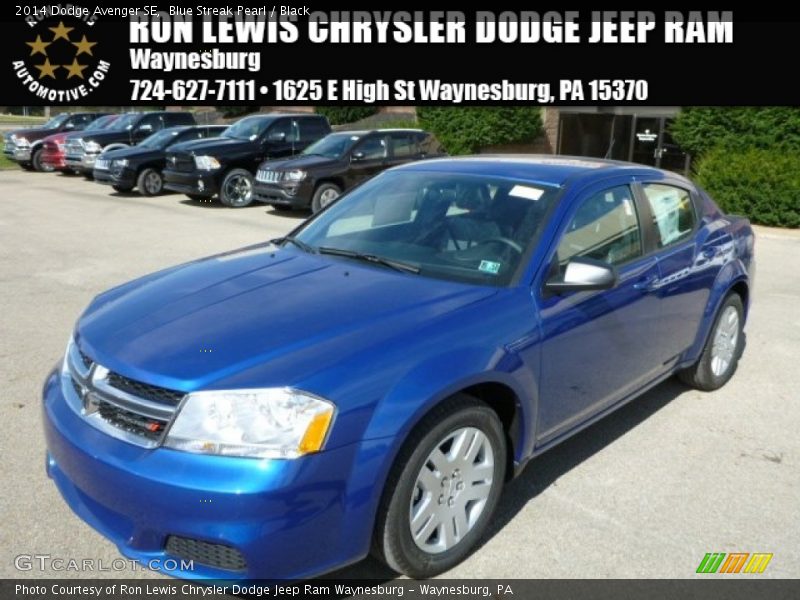 Blue Streak Pearl / Black 2014 Dodge Avenger SE