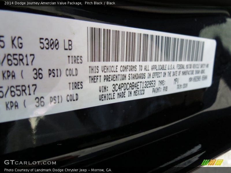 Pitch Black / Black 2014 Dodge Journey Amercian Value Package