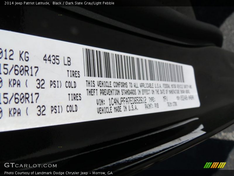 Black / Dark Slate Gray/Light Pebble 2014 Jeep Patriot Latitude