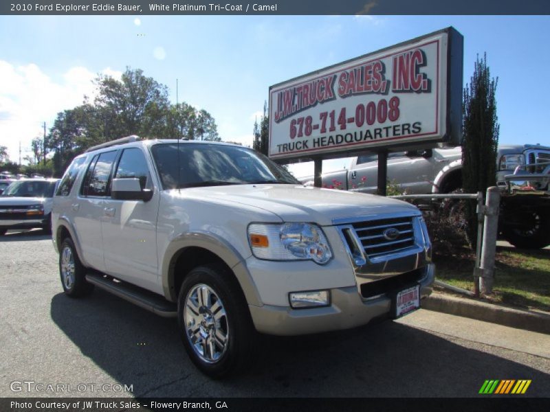 White Platinum Tri-Coat / Camel 2010 Ford Explorer Eddie Bauer