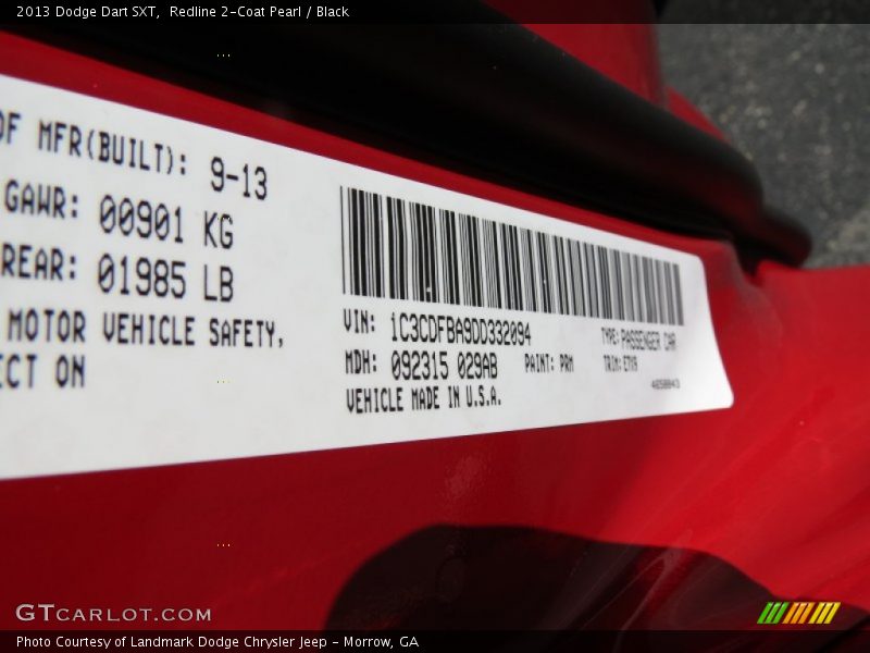 Redline 2-Coat Pearl / Black 2013 Dodge Dart SXT