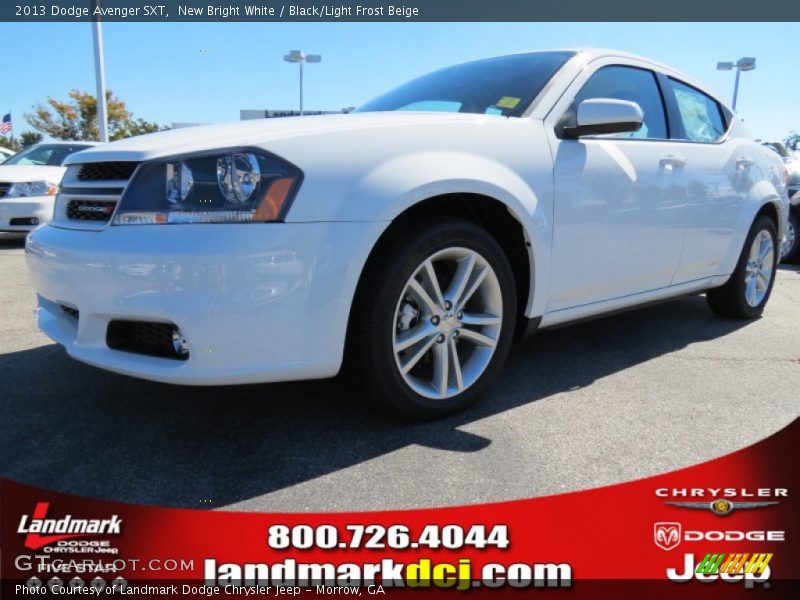 New Bright White / Black/Light Frost Beige 2013 Dodge Avenger SXT