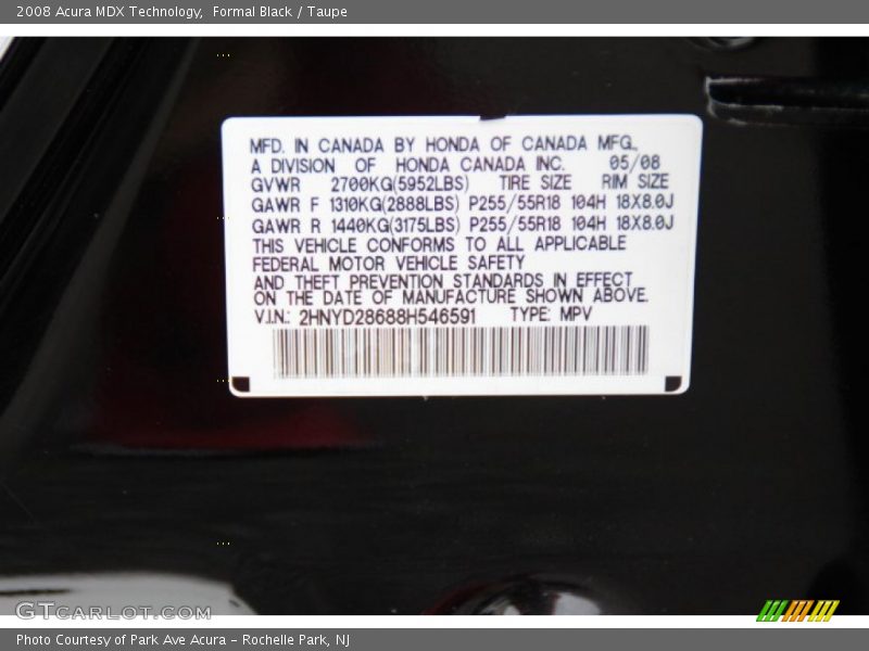 Formal Black / Taupe 2008 Acura MDX Technology
