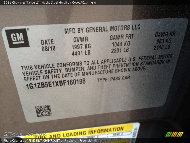 Mocha Steel Metallic / Cocoa/Cashmere 2011 Chevrolet Malibu LS