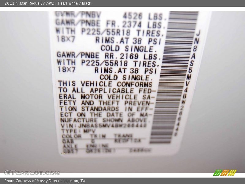 Pearl White / Black 2011 Nissan Rogue SV AWD