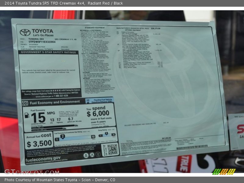 Radiant Red / Black 2014 Toyota Tundra SR5 TRD Crewmax 4x4