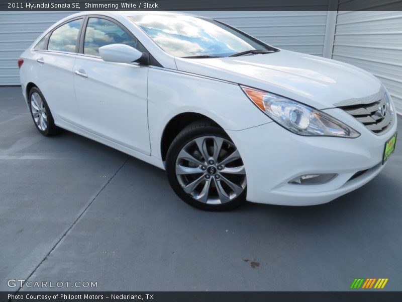 Shimmering White / Black 2011 Hyundai Sonata SE