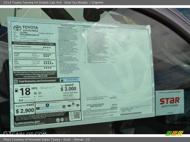 Silver Sky Metallic / Graphite 2014 Toyota Tacoma V6 Double Cab 4x4