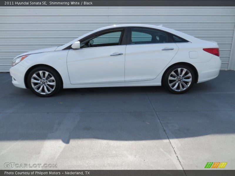 Shimmering White / Black 2011 Hyundai Sonata SE