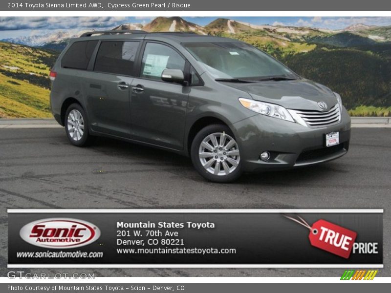 Cypress Green Pearl / Bisque 2014 Toyota Sienna Limited AWD