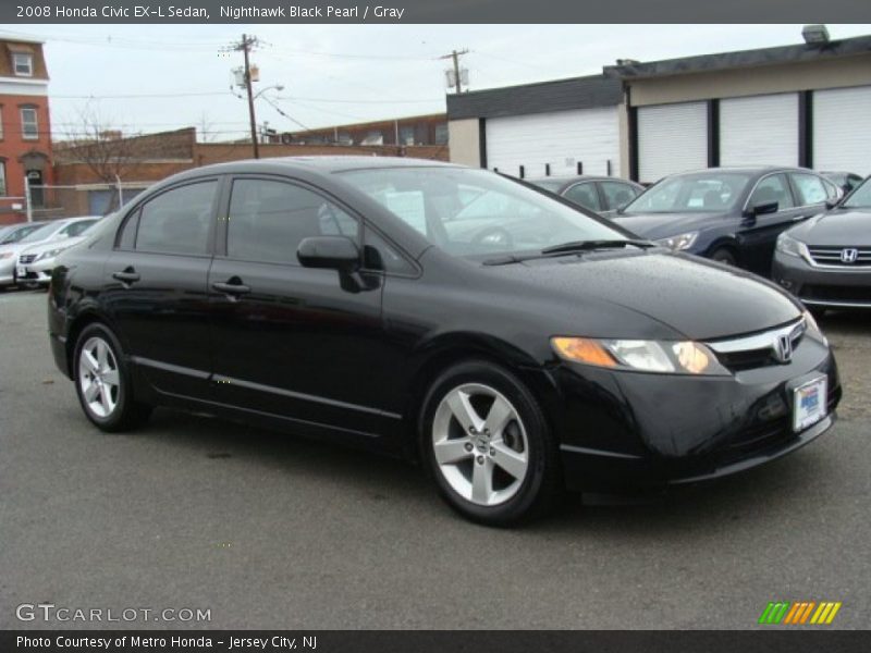 Nighthawk Black Pearl / Gray 2008 Honda Civic EX-L Sedan