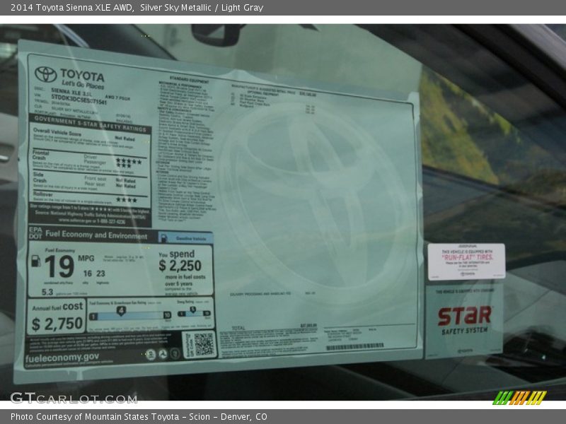 Silver Sky Metallic / Light Gray 2014 Toyota Sienna XLE AWD