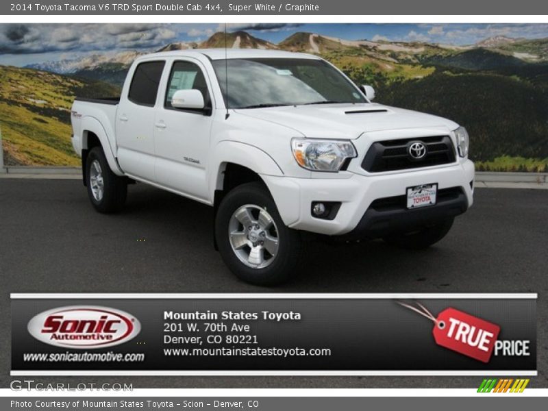 Super White / Graphite 2014 Toyota Tacoma V6 TRD Sport Double Cab 4x4