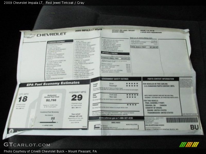 Red Jewel Tintcoat / Gray 2009 Chevrolet Impala LT