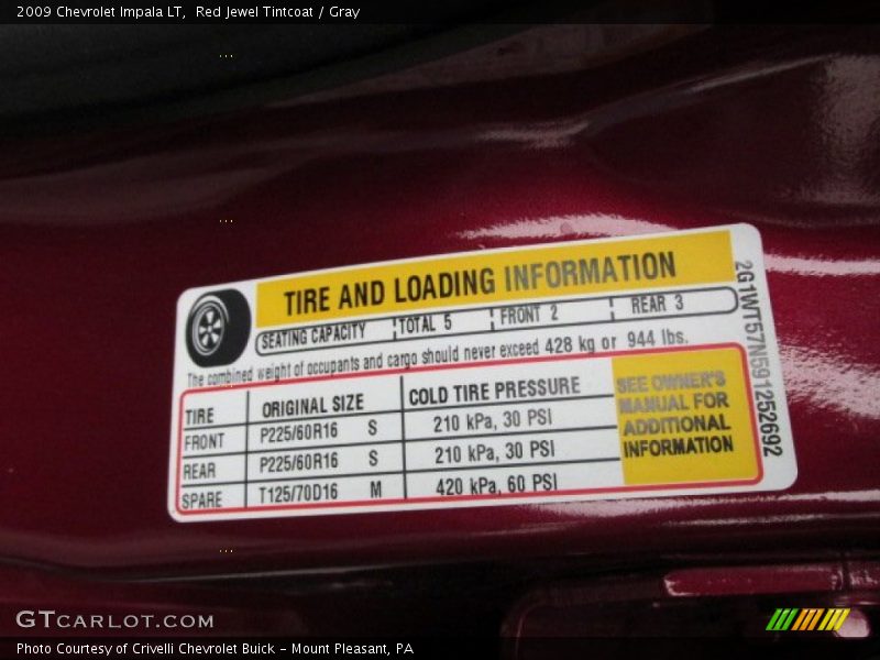 Red Jewel Tintcoat / Gray 2009 Chevrolet Impala LT