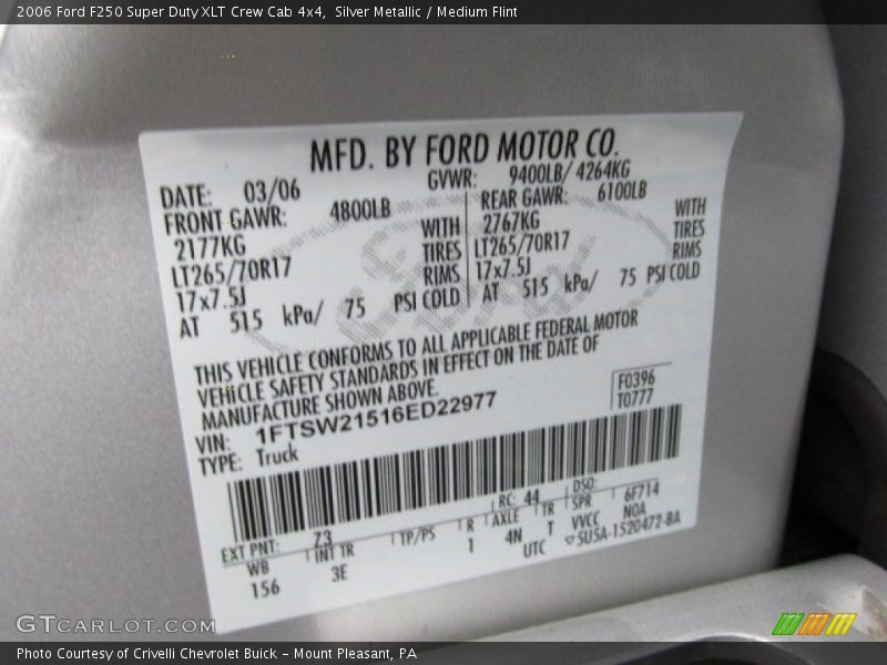 Silver Metallic / Medium Flint 2006 Ford F250 Super Duty XLT Crew Cab 4x4