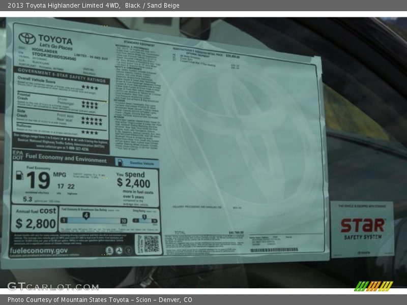 Black / Sand Beige 2013 Toyota Highlander Limited 4WD