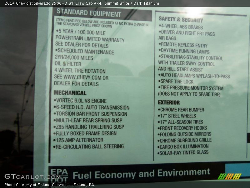 Summit White / Dark Titanium 2014 Chevrolet Silverado 2500HD WT Crew Cab 4x4