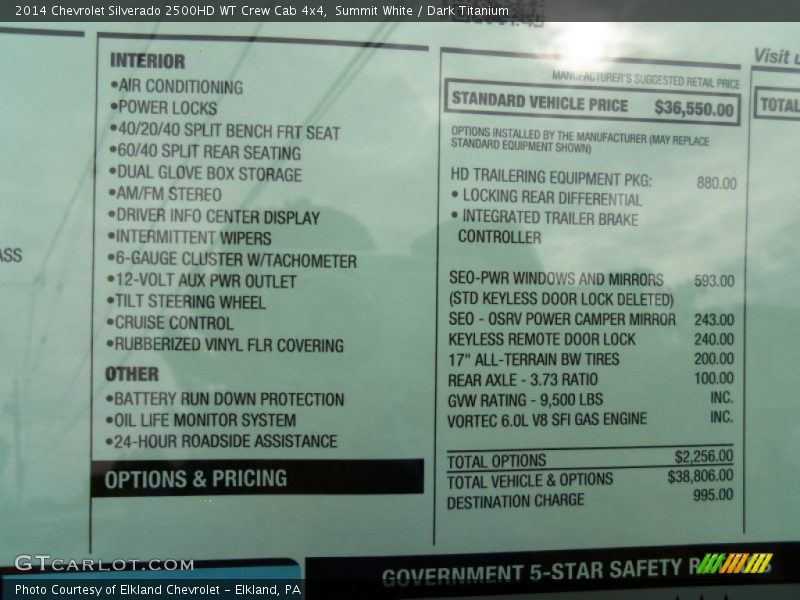 Summit White / Dark Titanium 2014 Chevrolet Silverado 2500HD WT Crew Cab 4x4