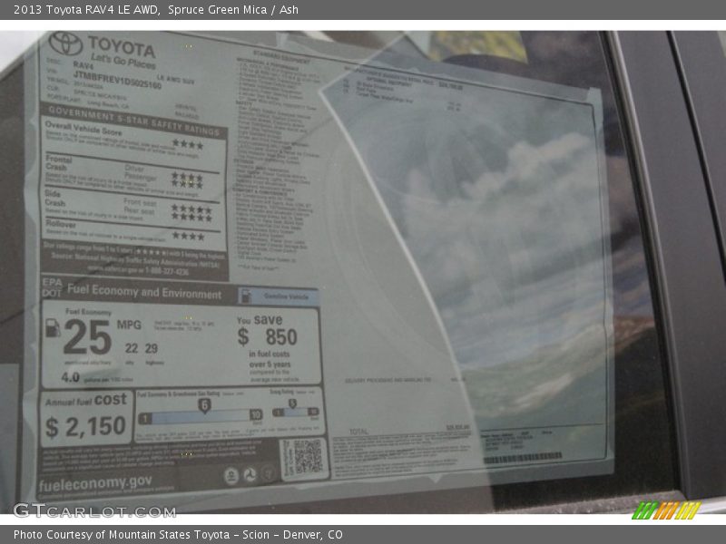 Spruce Green Mica / Ash 2013 Toyota RAV4 LE AWD