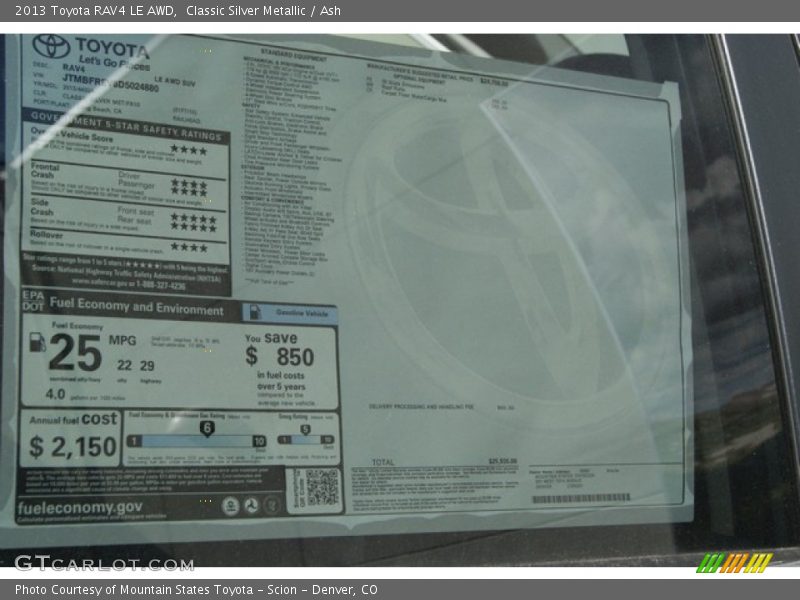 Classic Silver Metallic / Ash 2013 Toyota RAV4 LE AWD