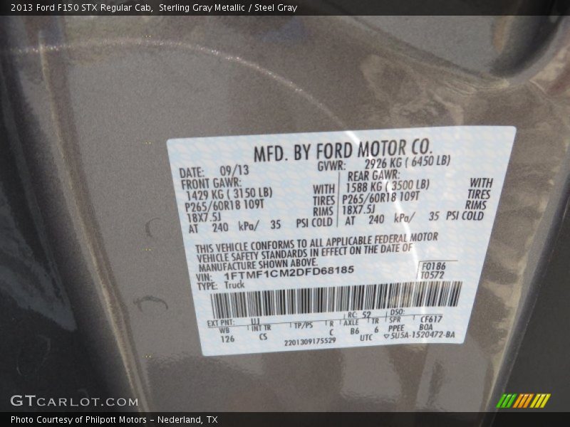 Sterling Gray Metallic / Steel Gray 2013 Ford F150 STX Regular Cab