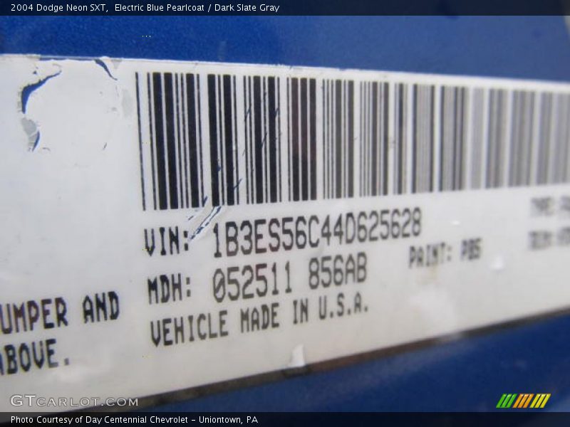 Electric Blue Pearlcoat / Dark Slate Gray 2004 Dodge Neon SXT
