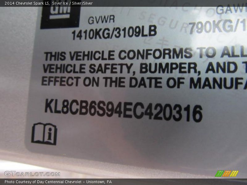 Silver Ice / Silver/Silver 2014 Chevrolet Spark LS