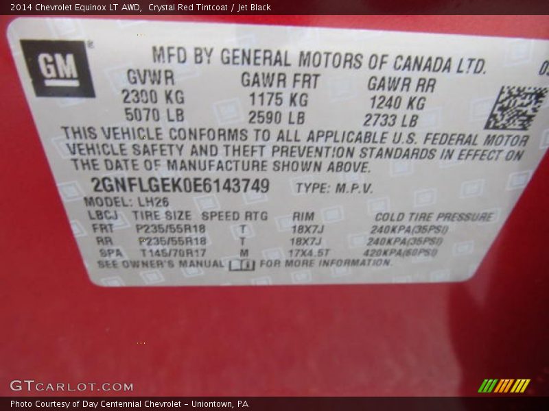 Crystal Red Tintcoat / Jet Black 2014 Chevrolet Equinox LT AWD