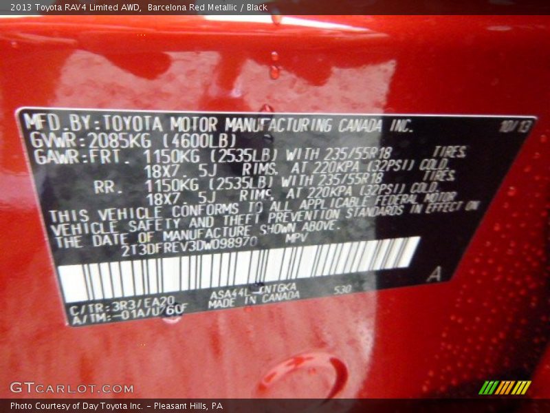 Barcelona Red Metallic / Black 2013 Toyota RAV4 Limited AWD