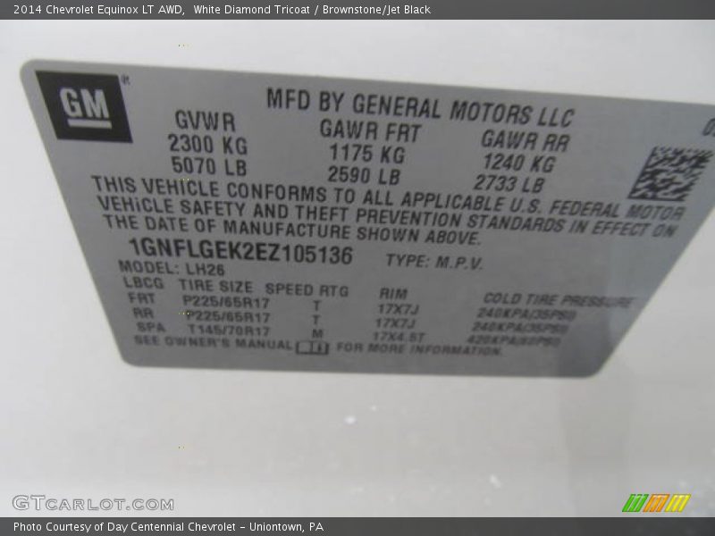 White Diamond Tricoat / Brownstone/Jet Black 2014 Chevrolet Equinox LT AWD