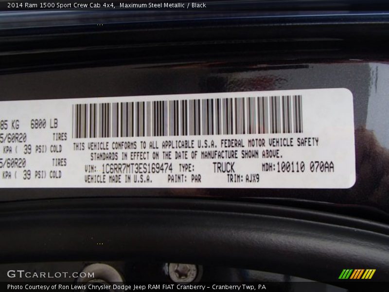 2014 1500 Sport Crew Cab 4x4 Maximum Steel Metallic Color Code PAR