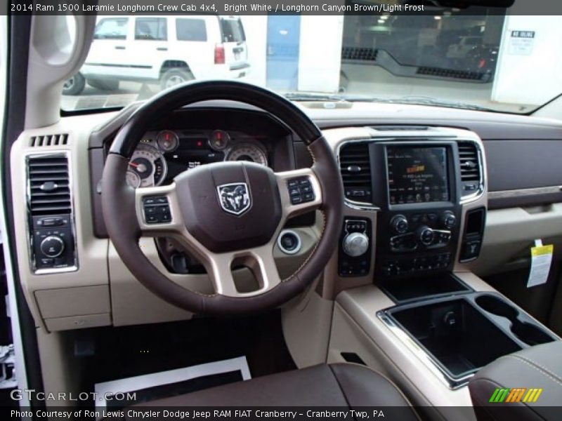 Bright White / Longhorn Canyon Brown/Light Frost 2014 Ram 1500 Laramie Longhorn Crew Cab 4x4
