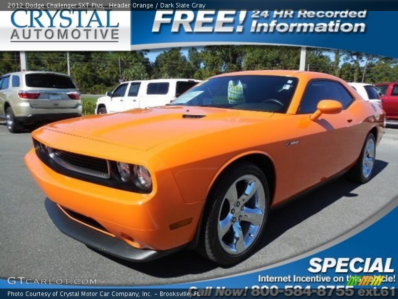 Header Orange / Dark Slate Gray 2012 Dodge Challenger SXT Plus