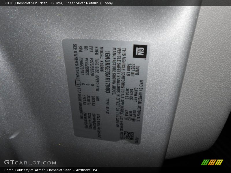 Sheer Silver Metallic / Ebony 2010 Chevrolet Suburban LTZ 4x4