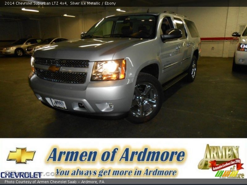 Silver Ice Metallic / Ebony 2014 Chevrolet Suburban LTZ 4x4
