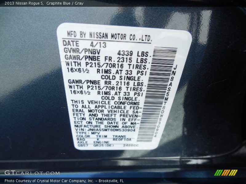 Graphite Blue / Gray 2013 Nissan Rogue S