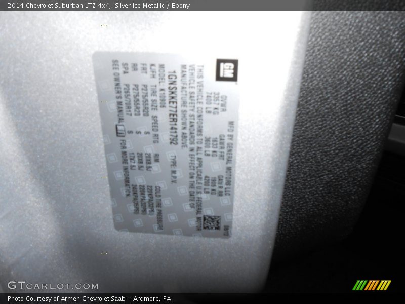 Silver Ice Metallic / Ebony 2014 Chevrolet Suburban LTZ 4x4