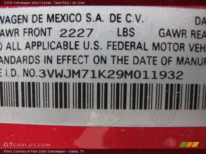 Salsa Red / Art Grey 2009 Volkswagen Jetta S Sedan