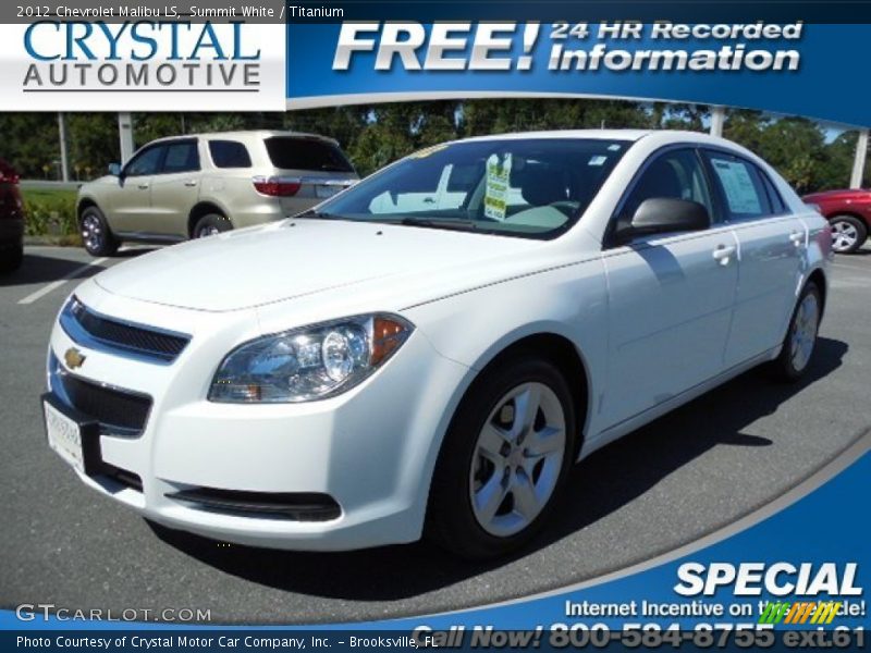 Summit White / Titanium 2012 Chevrolet Malibu LS