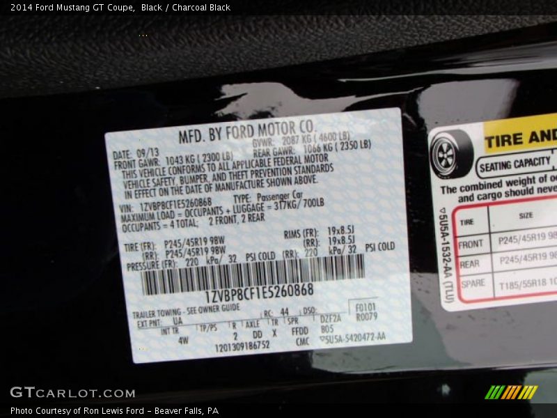 Black / Charcoal Black 2014 Ford Mustang GT Coupe