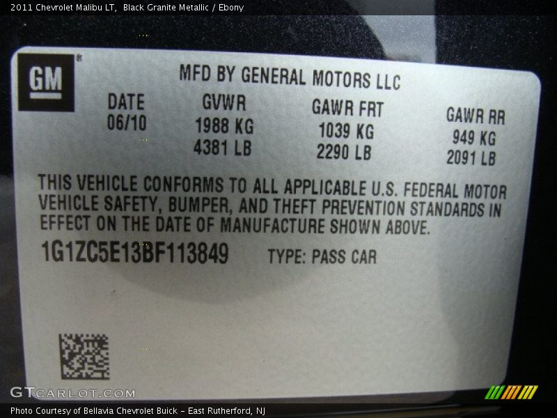 Black Granite Metallic / Ebony 2011 Chevrolet Malibu LT