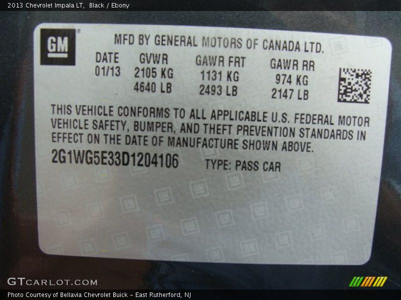 Black / Ebony 2013 Chevrolet Impala LT