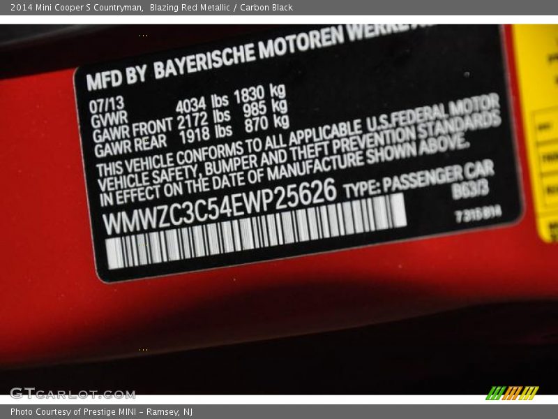 Blazing Red Metallic / Carbon Black 2014 Mini Cooper S Countryman