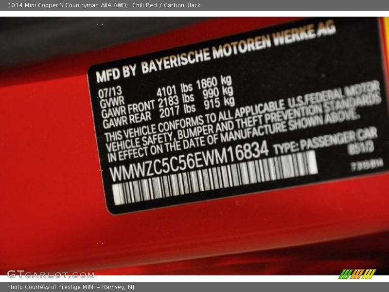 Chili Red / Carbon Black 2014 Mini Cooper S Countryman All4 AWD