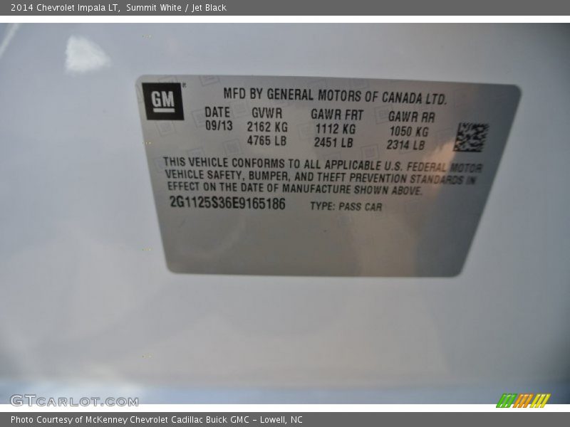 Summit White / Jet Black 2014 Chevrolet Impala LT