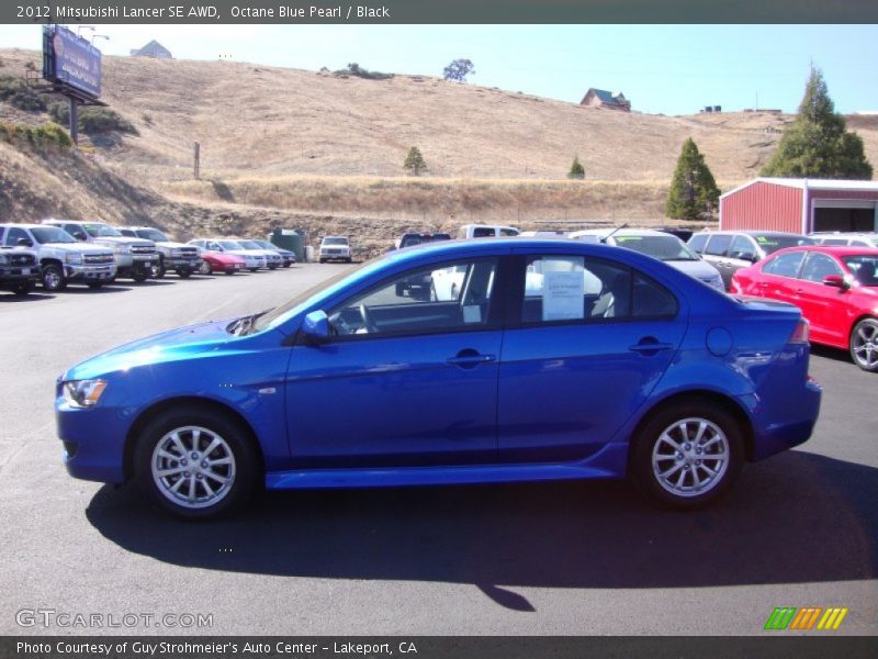 Octane Blue Pearl / Black 2012 Mitsubishi Lancer SE AWD