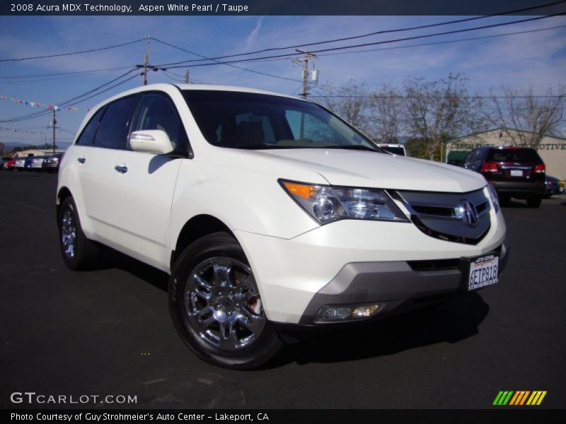 Aspen White Pearl / Taupe 2008 Acura MDX Technology