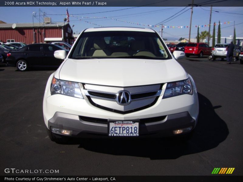 Aspen White Pearl / Taupe 2008 Acura MDX Technology
